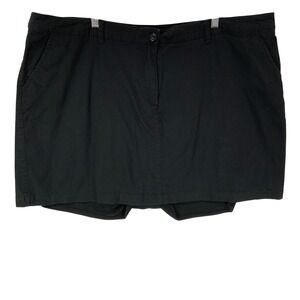 Ellos Black Cotton Blend Skirt Shorts Size 22 Plus Knee Length Slash Pockets